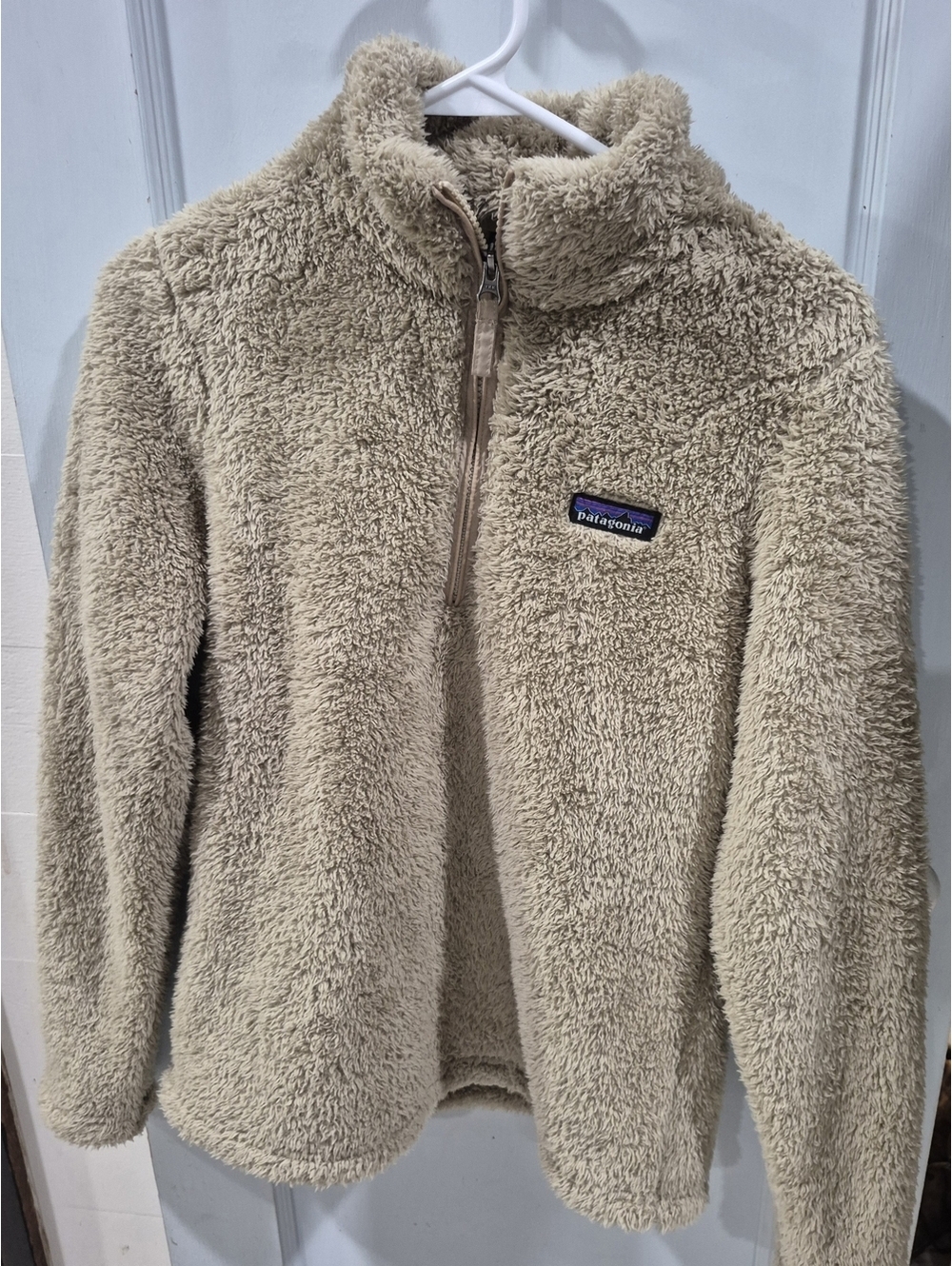 Patagonia Beige Plush Quarter-Zip Fleece